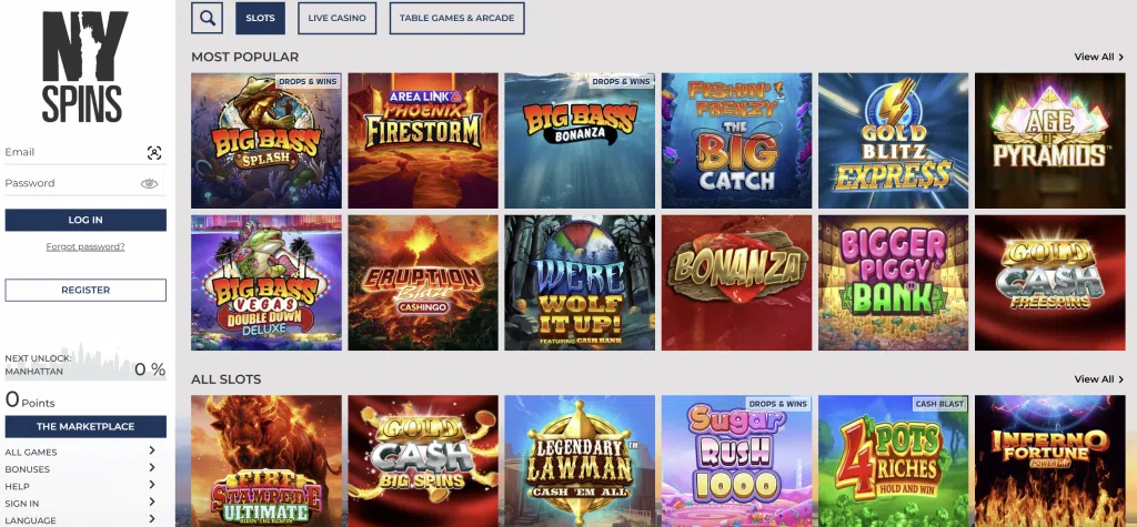 Nyspins casino lobby Nyspins casino lobby
