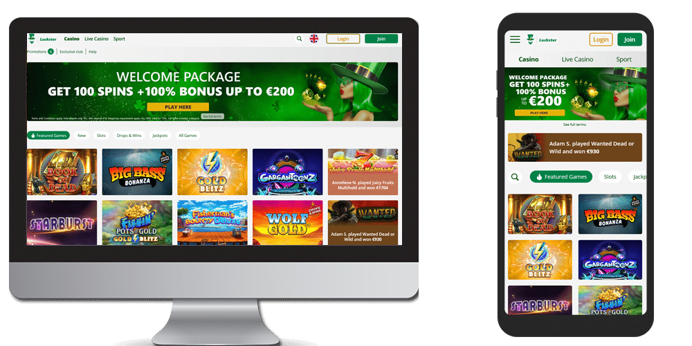 luckster desktop and mobile