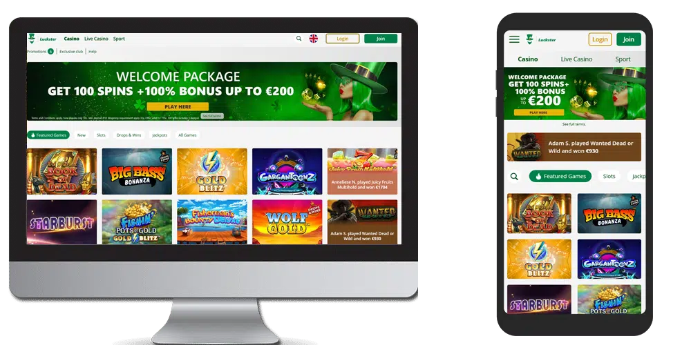 luckster desktop and mobile