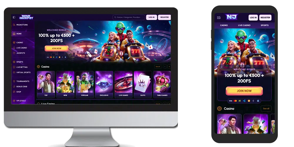 novajackpot casino desktop & mobile