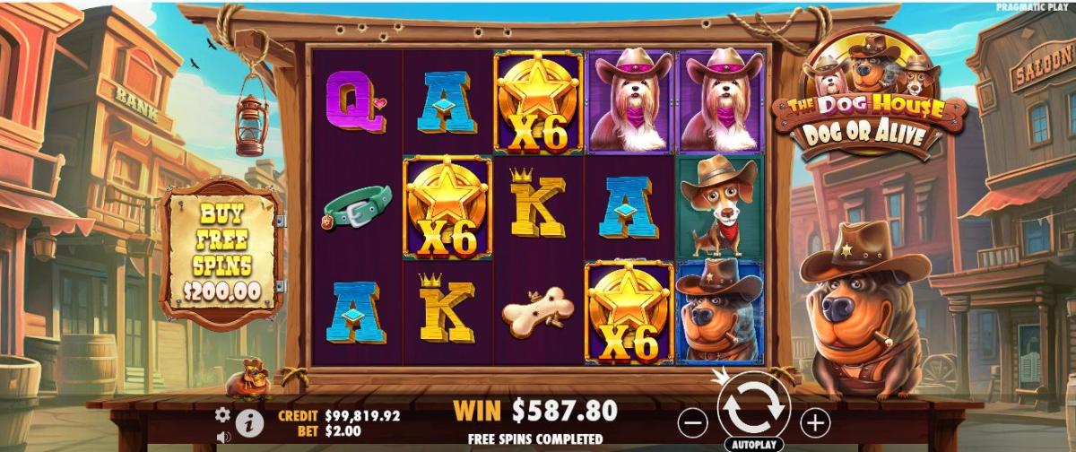 the dog house dog or alive video slot base game